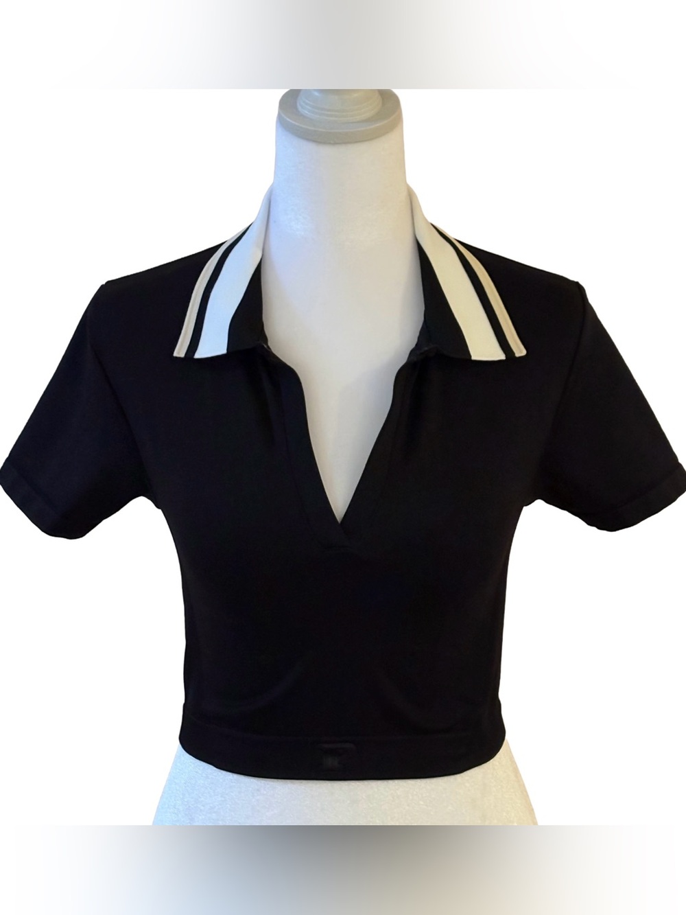 PINK Victoria’s Secret Black Cropped Polo Top Size Small
